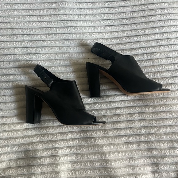 Vince Black Leather Bootie Heels - Picture 3 of 8